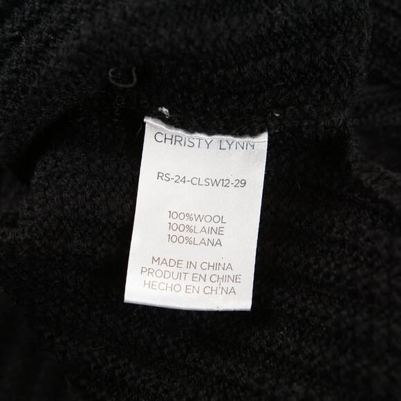 Christy Lynn Everly Sweater Black 100% Wool Pullover Ribbed Cowl Neck Womens XS - Picture 8 of 8
